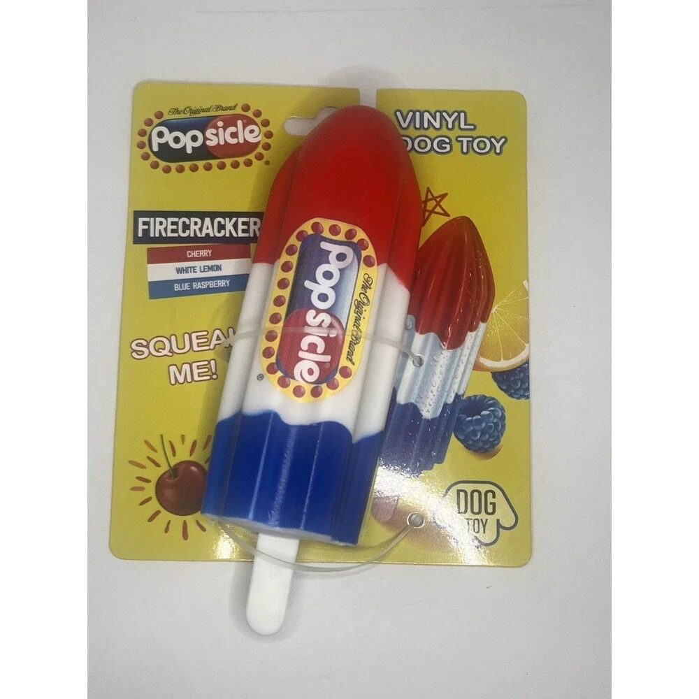 PopsicleVinyl Squeaky Dog Toy Red White Blue Patriotic Pet Toy NWT Funny